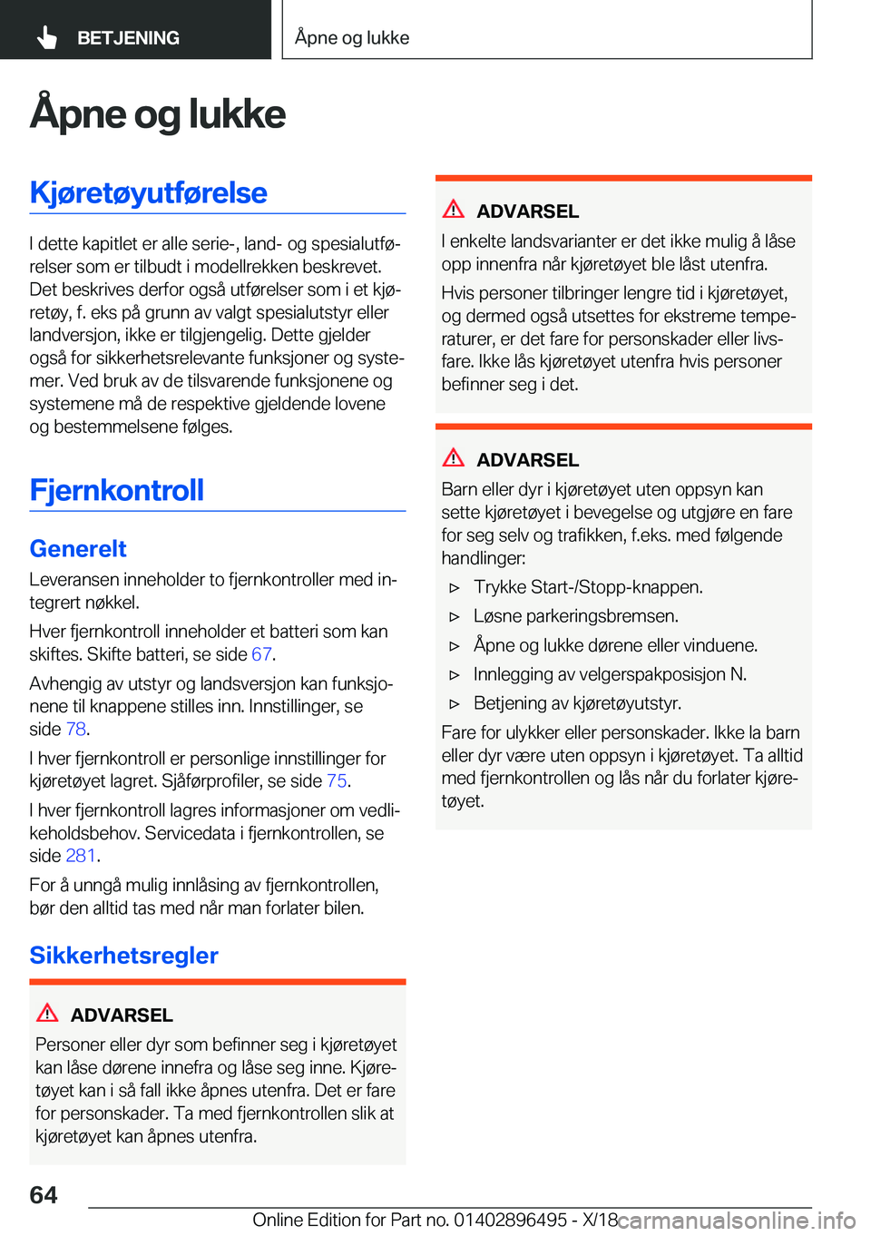 BMW X1 2019  InstruksjonsbØker (in Norwegian) �