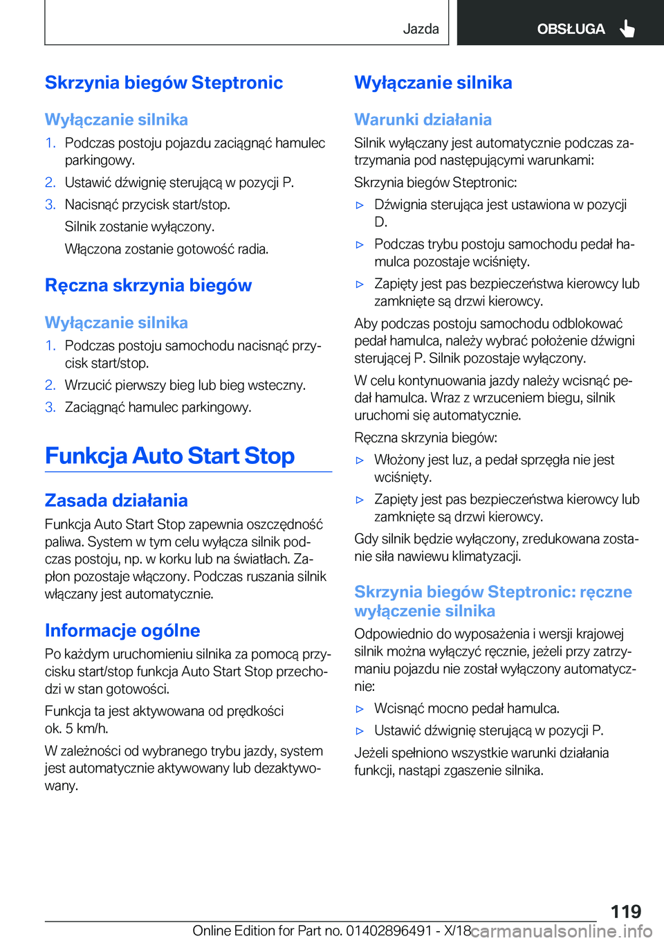 BMW X1 2019  Instrukcja obsługi (in Polish) �S�k�r�z�y�n�i�a��b�i�e�g�