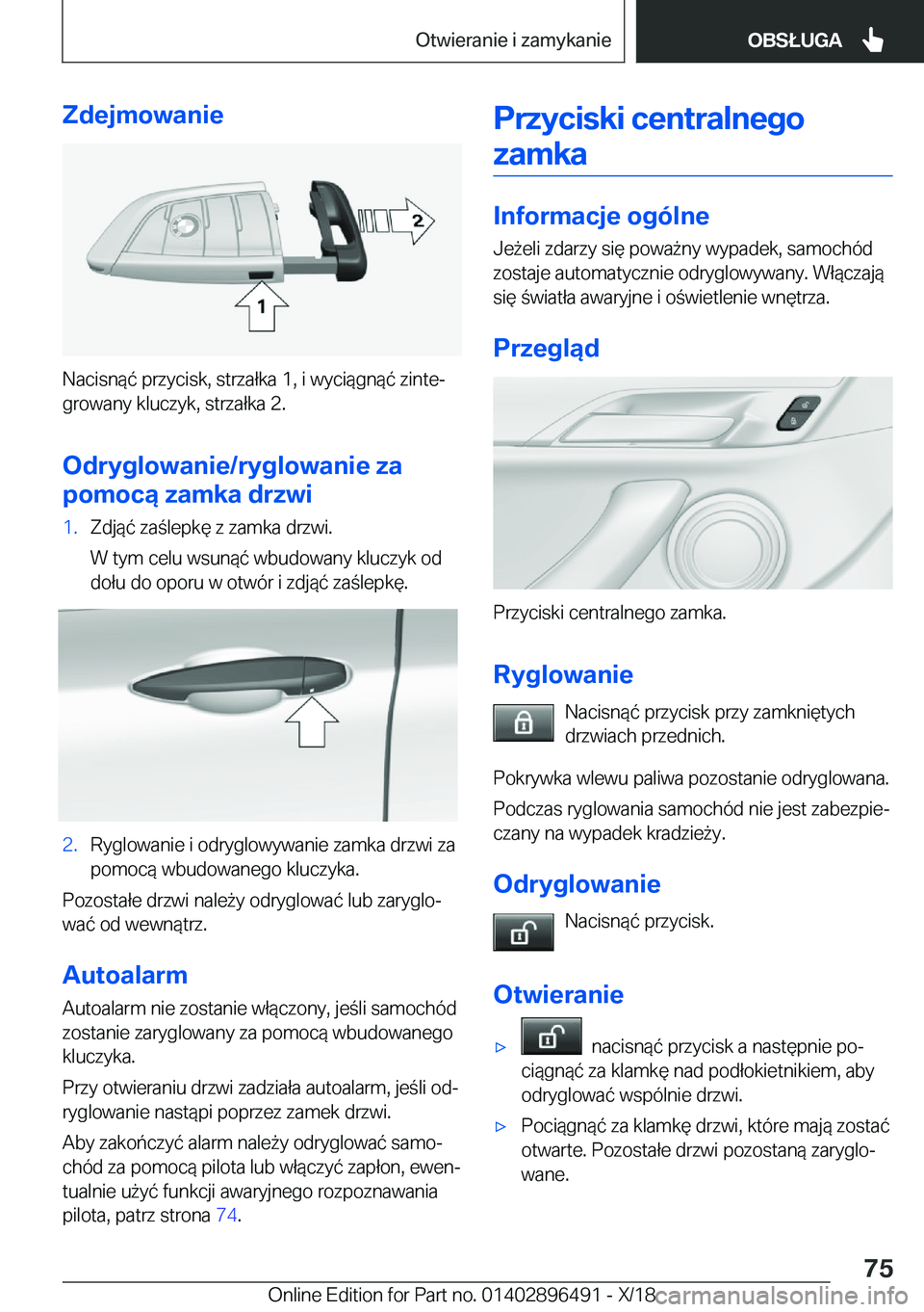 BMW X1 2019  Instrukcja obsługi (in Polish) �Z�d�e�j�m�o�w�a�n�i�e
�N�a�c�i�s�n�