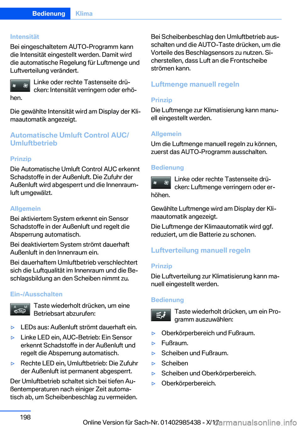 BMW X1 2018  Betriebsanleitungen (in German) �I�n�t�e�n�s�i�t�