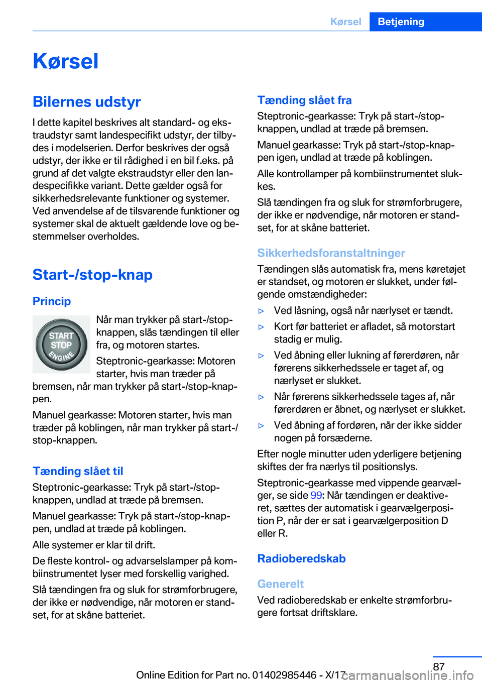BMW X1 2018  InstruktionsbØger (in Danish) �K�