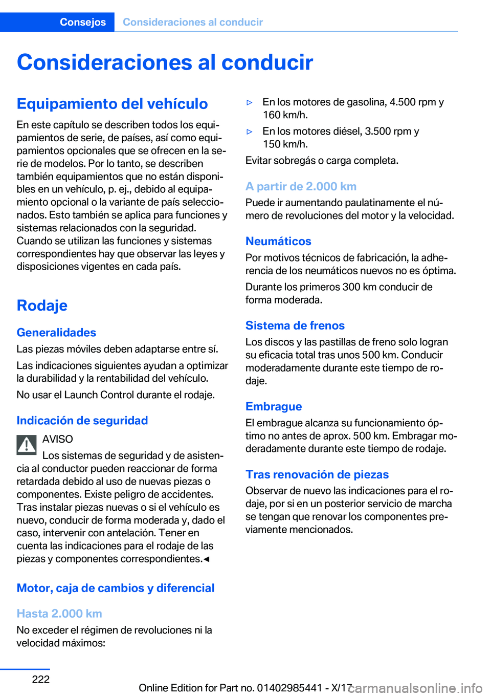BMW X1 2018  Manuales de Empleo (in Spanish) �C�o�n�s�i�d�e�r�a�c�i�o�n�e�s��a�l��c�o�n�d�u�c�i�r�E�q�u�i�p�a�m�i�e�n�t�o��d�e�l��v�e�h�