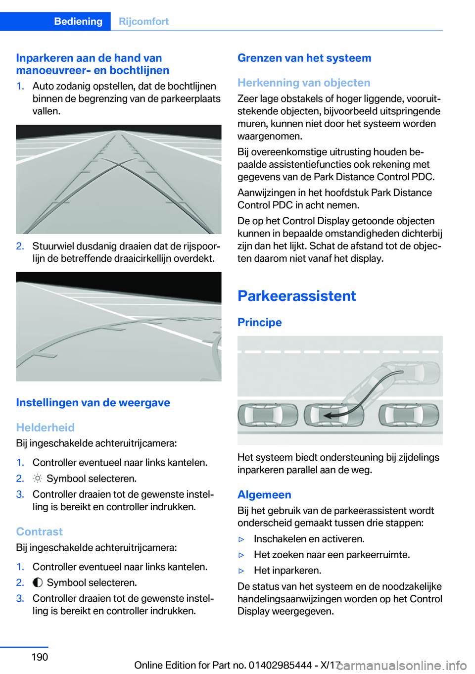 BMW X1 2018  Instructieboekjes (in Dutch) �I�n�p�a�r�k�e�r�e�n��a�a�n��d�e��h�a�n�d��v�a�n
�m�a�n�o�e�u�v�r�e�e�r�-��e�n��b�o�c�h�t�l�i�j�n�e�n�1�.�A�u�t�o� �z�o�d�a�n�i�g� �o�p�s�t�e�l�l�e�n�,� �d�a�t� �d�e� �b�o�c�h�t�l�i�j�n�e�n �b�i