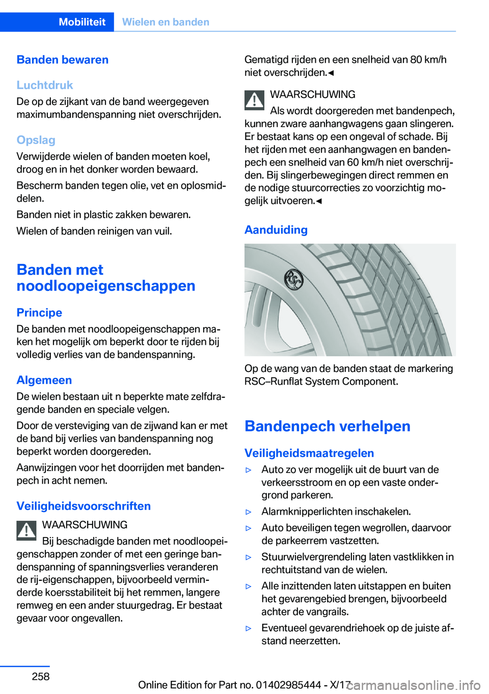 BMW X1 2018  Instructieboekjes (in Dutch) �B�a�n�d�e�n��b�e�w�a�r�e�n
�L�u�c�h�t�d�r�u�k �D�e� �o�p� �d�e� �z�i�j�k�a�n�t� �v�a�n� �d�e� �b�a�n�d� �w�e�e�r�g�e�g�e�v�e�n
�m�a�x�i�m�u�m�b�a�n�d�e�n�s�p�a�n�n�i�n�g� �n�i�e�t� �o�v�e�r�s�c�h�r�