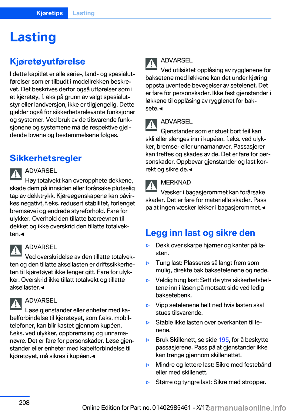 BMW X1 2018  InstruksjonsbØker (in Norwegian) �L�a�s�t�i�n�g�K�j�
