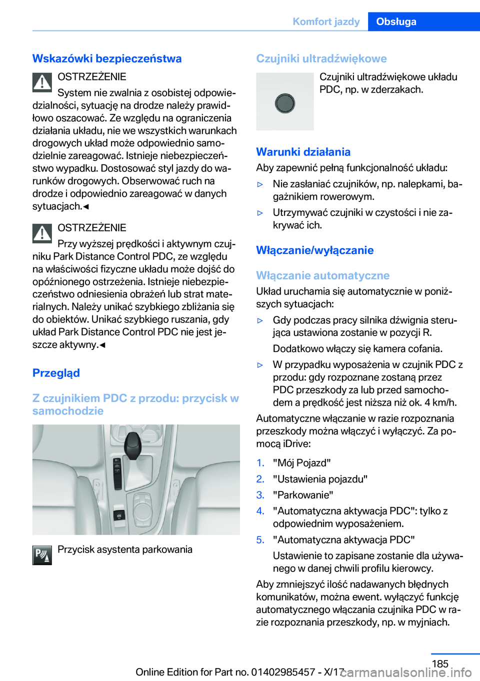 BMW X1 2018  Instrukcja obsługi (in Polish) �W�s�k�a�z�