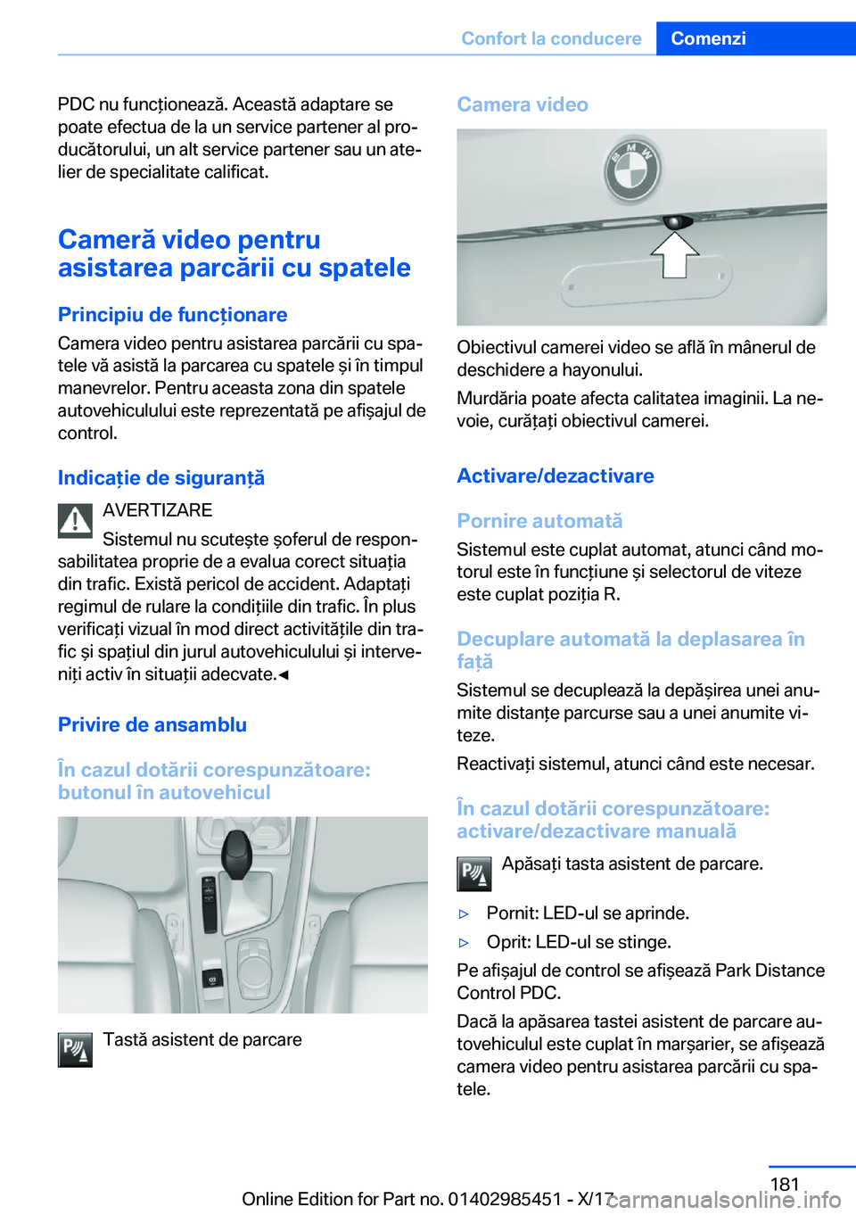 BMW X1 2018  Ghiduri De Utilizare (in Romanian) �P�D�C� �n�u� �f�u�n�c *�i�o�n�e�a�z�