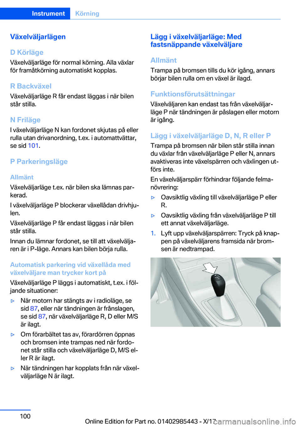 BMW X1 2018  InstruktionsbÖcker (in Swedish) �V�ä�x�e�l�v�ä�l�j�a�r�l�ä�g�e�n
�D��K�