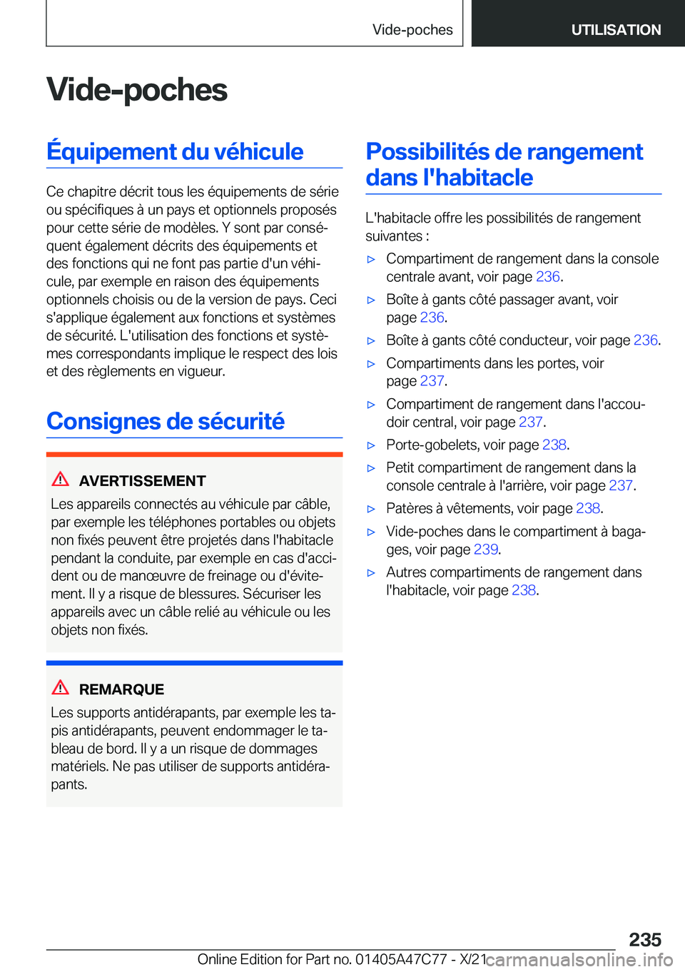 BMW X2 2022  Notices Demploi (in French) �V�i�d�e�-�p�o�c�h�e�s�