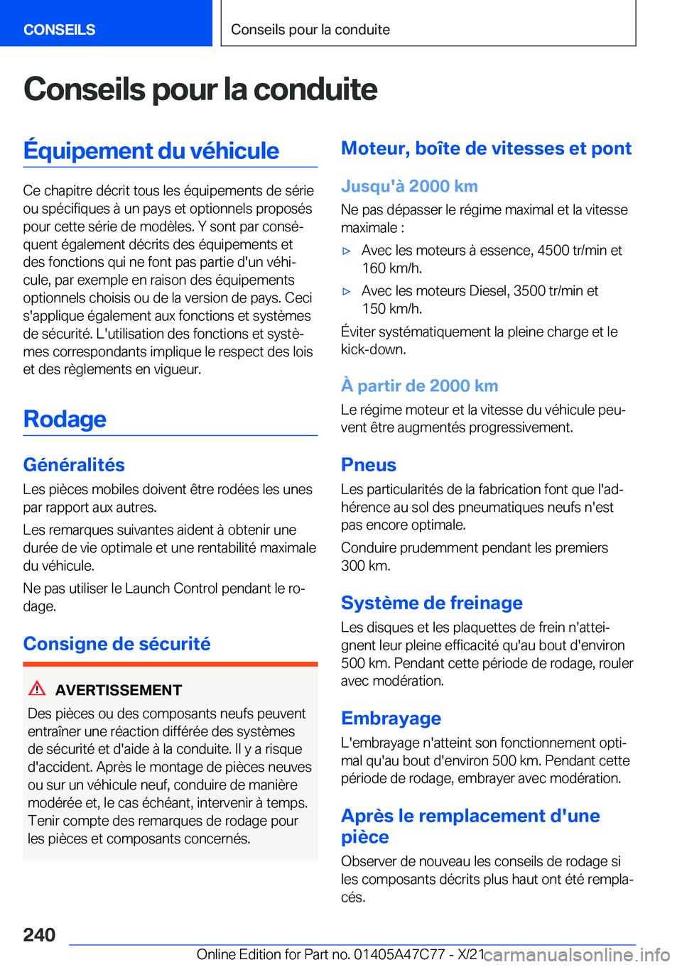 BMW X2 2022  Notices Demploi (in French) �C�o�n�s�e�i�l�s��p�o�u�r��l�a��c�o�n�d�u�i�t�e�