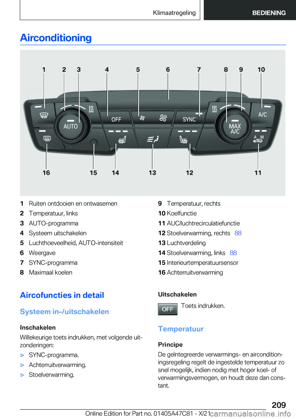 BMW X2 2022  Instructieboekjes (in Dutch) �A�i�r�c�o�n�d�i�t�i�o�n�i�n�g�1�R�u�i�t�e�n��o�n�t�d�o�o�i�e�n��e�n��o�n�t�w�a�s�e�m�e�n�2�T�e�m�p�e�r�a�t�u�u�r�,��l�i�n�k�s�3�A�U�T�O�-�p�r�o�g�r�a�m�m�a�4�S�y�s�t�e�e�m��u�i�t�s�c�h�a�k�e�l�e