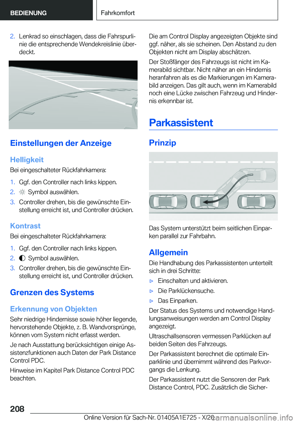 BMW X2 2021  Betriebsanleitungen (in German) �2�.�L�e�n�k�r�a�d��s�o��e�i�n�s�c�h�l�a�g�e�n�,��d�a�s�s��d�i�e��F�a�h�r�s�p�u�r�l�ij
�n�i�e��d�i�e��e�n�t�s�p�r�e�c�h�e�n�d�e��W�e�n�d�e�k�r�e�i�s�l�i�n�i�e��