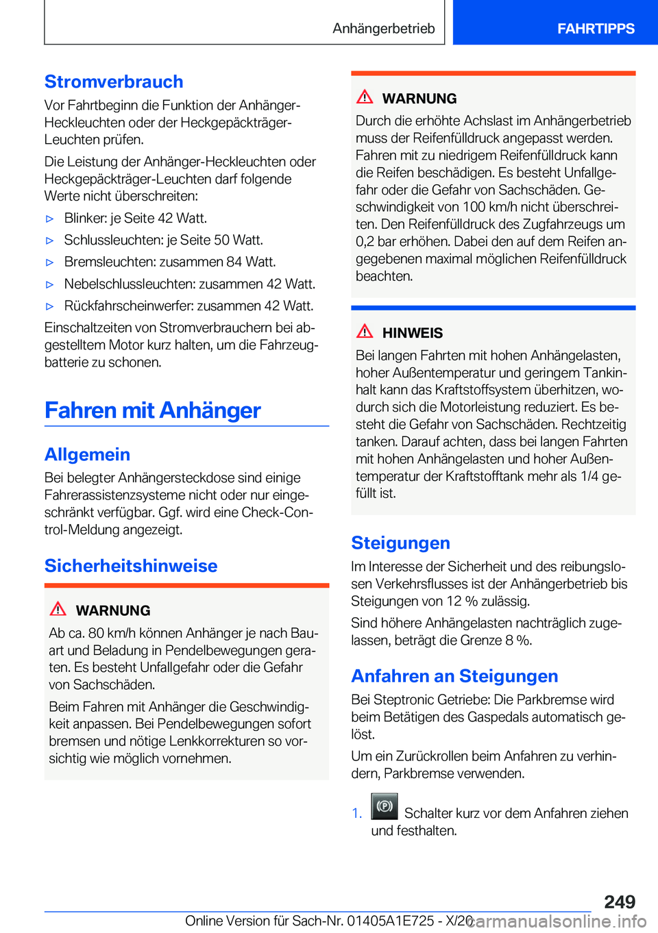 BMW X2 2021  Betriebsanleitungen (in German) �S�t�r�o�m�v�e�r�b�r�a�u�c�h�V�o�r��F�a�h�r�t�b�e�g�i�n�n��d�i�e��F�u�n�k�t�i�o�n��d�e�r��A�n�h�