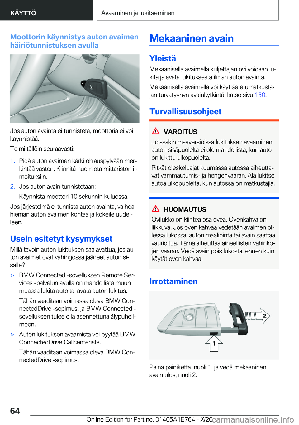 BMW X2 2021  Omistajan Käsikirja (in Finnish) �M�o�o�t�t�o�r�i�n��k�