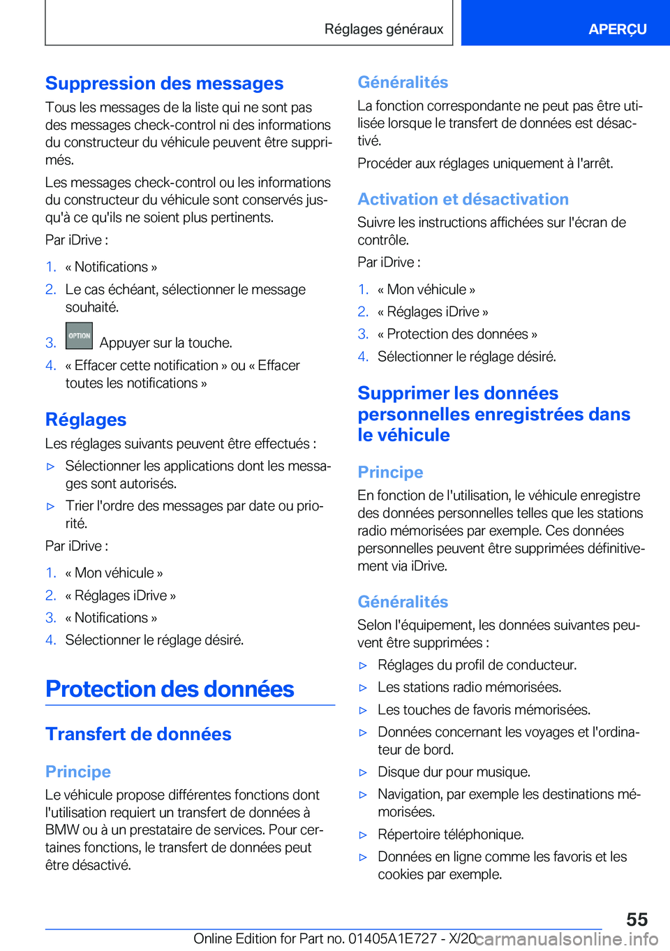 BMW X2 2021  Notices Demploi (in French) �S�u�p�p�r�e�s�s�i�o�n��d�e�s��m�e�s�s�a�g�e�s
�T�o�u�s��l�e�s��m�e�s�s�a�g�e�s��d�e��l�a��l�i�s�t�e��q�u�i��n�e��s�o�n�t��p�a�s
�d�e�s��m�e�s�s�a�g�e�s��c�h�e�c�k�-�c�o�n�t�r�o�l��n�i�