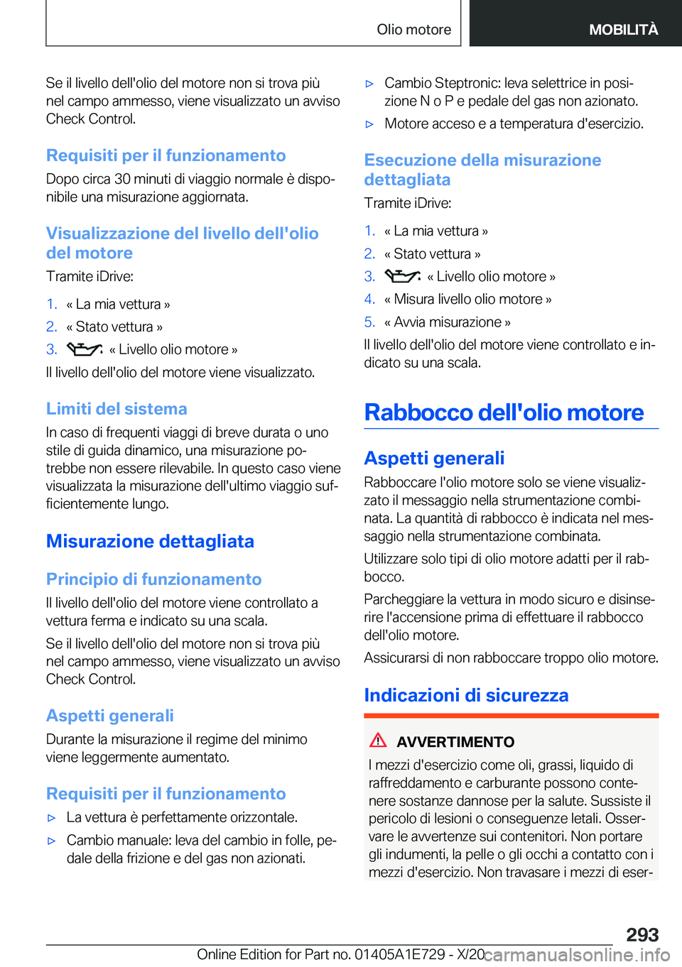 BMW X2 2021  Libretti Di Uso E manutenzione (in Italian) �S�e��i�l��l�i�v�e�l�l�o��d�e�l�l�'�o�l�i�o��d�e�l��m�o�t�o�r�e��n�o�n��s�i��t�r�o�v�a��p�i�