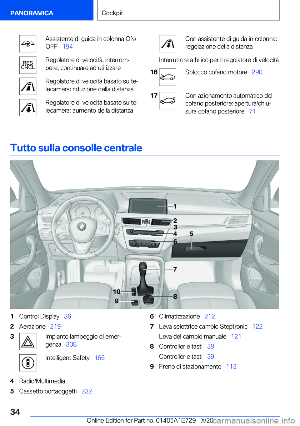 BMW X2 2021  Libretti Di Uso E manutenzione (in Italian) �A�s�s�i�s�t�e�n�t�e��d�i��g�u�i�d�a��i�n��c�o�l�o�n�n�a��O�N�/
�O�F�F\_ �1�9�4�R�e�g�o�l�a�t�o�r�e��d�i��v�e�l�o�c�i�t�