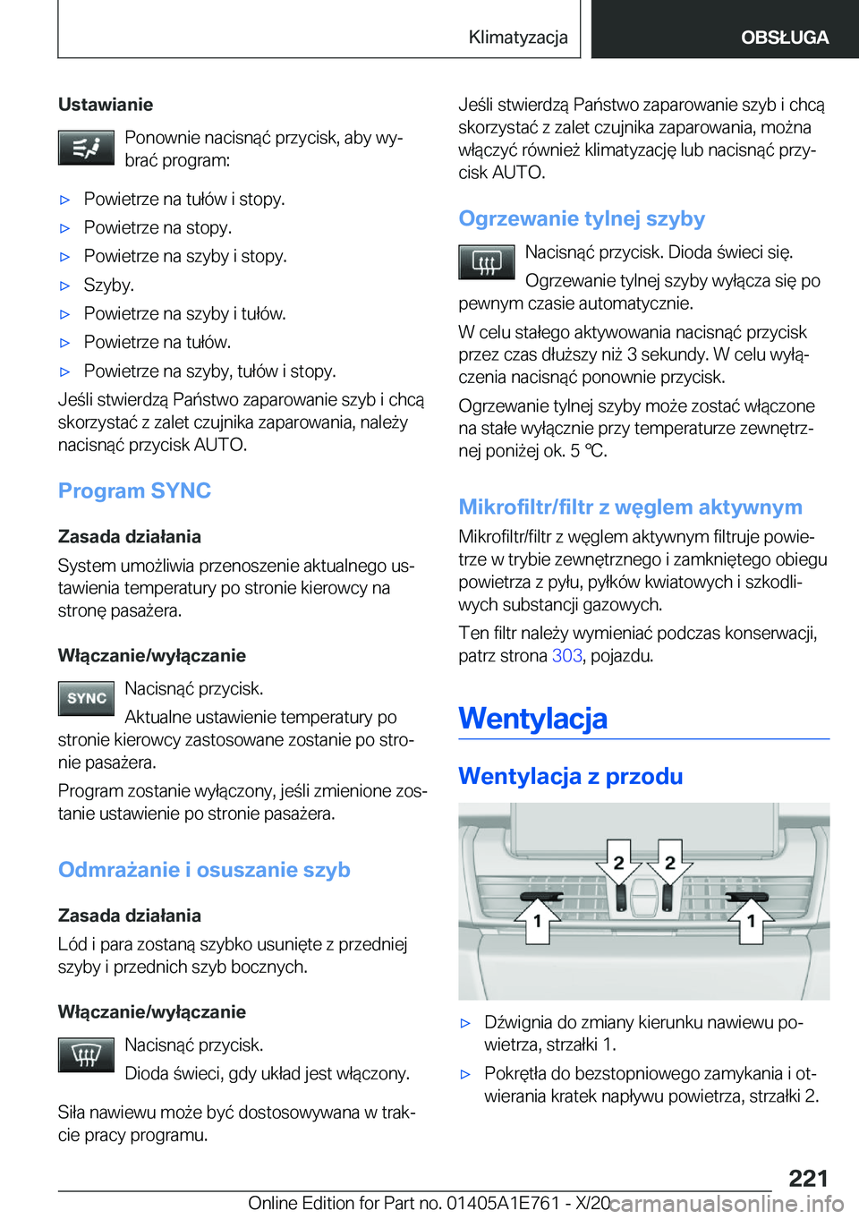 BMW X2 2021  Instrukcja obsługi (in Polish) �U�s�t�a�w�i�a�n�i�e�P�o�n�o�w�n�i�e��n�a�c�i�s�n�