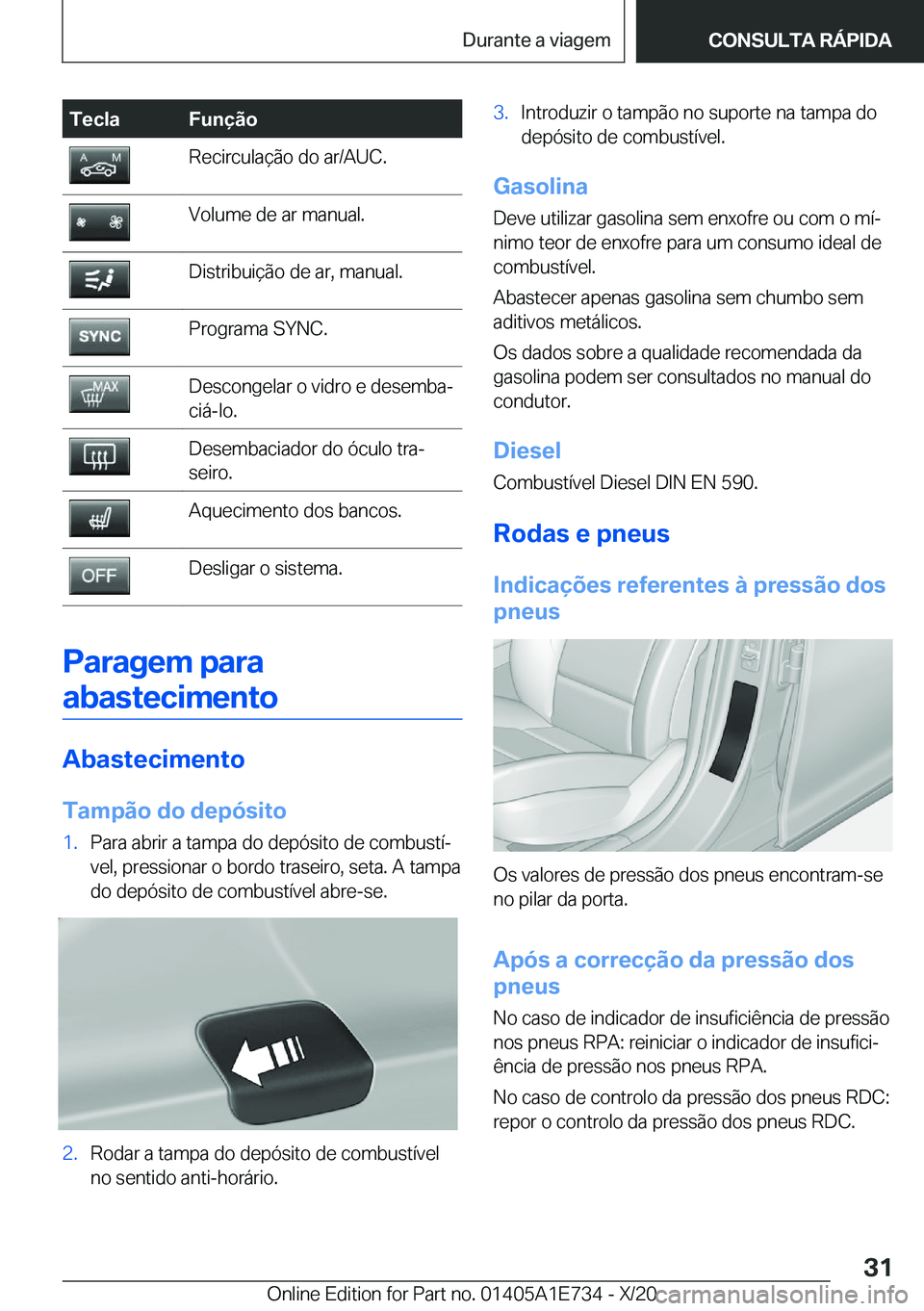 BMW X2 2021  Manual do condutor (in Portuguese)  T e c l a F u n 