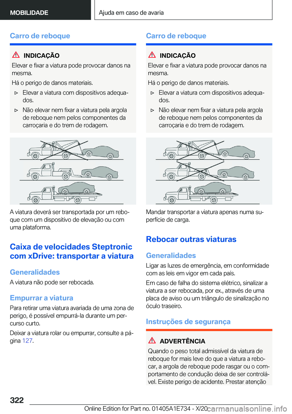 BMW X2 2021  Manual do condutor (in Portuguese)  C a r r o  d e  r e b o q u e
 I N D I C A 