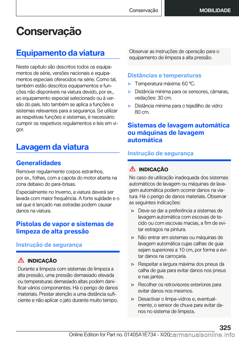 BMW X2 2021  Manual do condutor (in Portuguese)  C o n s e r v a 