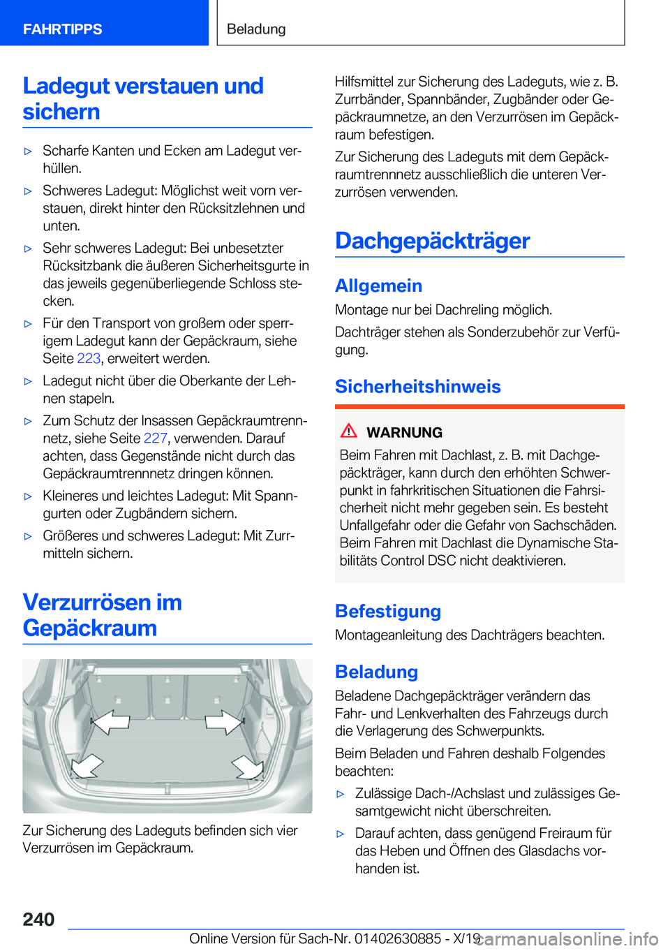 BMW X2 2020  Betriebsanleitungen (in German) �L�a�d�e�g�u�t��v�e�r�s�t�a�u�e�n��u�n�d�s�i�c�h�e�r�nx�S�c�h�a�r�f�e��K�a�n�t�e�n��u�n�d��E�c�k�e�n��a�m��L�a�d�e�g�u�t��v�e�rj
�h�