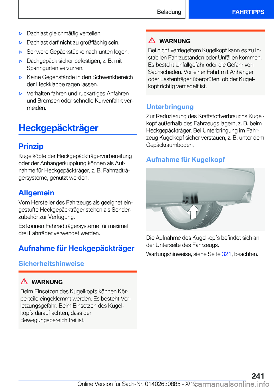 BMW X2 2020  Betriebsanleitungen (in German) x�D�a�c�h�l�a�s�t��g�l�e�i�c�h�m�