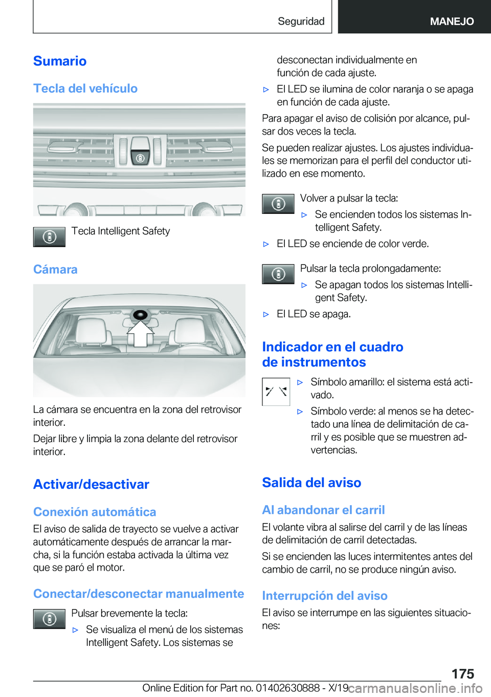 BMW X2 2020  Manuales de Empleo (in Spanish) �S�u�m�a�r�i�o�T�e�c�l�a��d�e�l��v�e�h�
