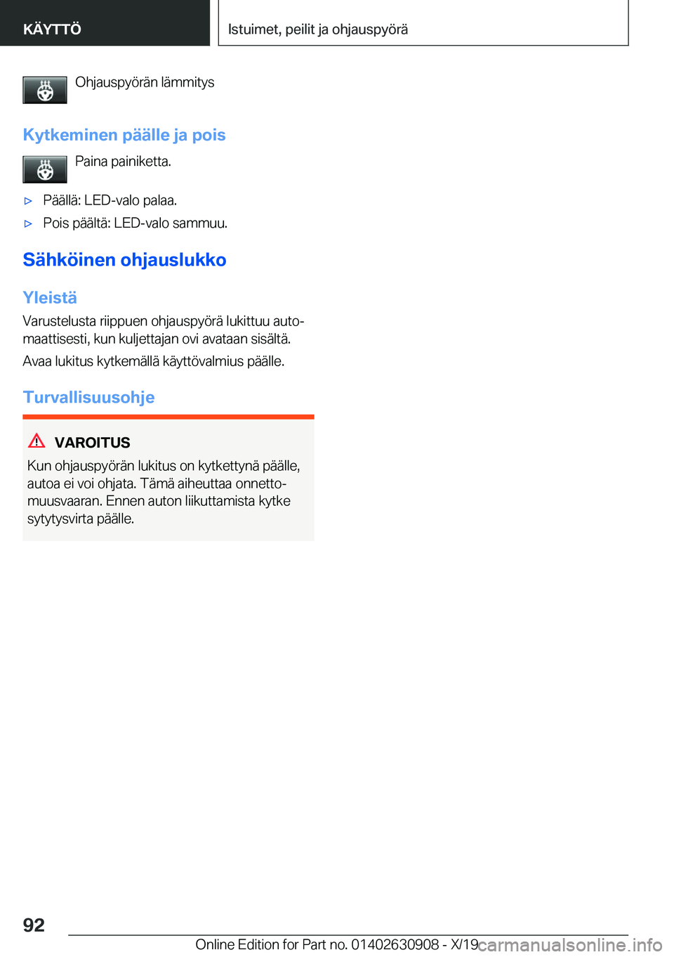 BMW X2 2020  Omistajan Käsikirja (in Finnish) �O�h�j�a�u�s�p�y�