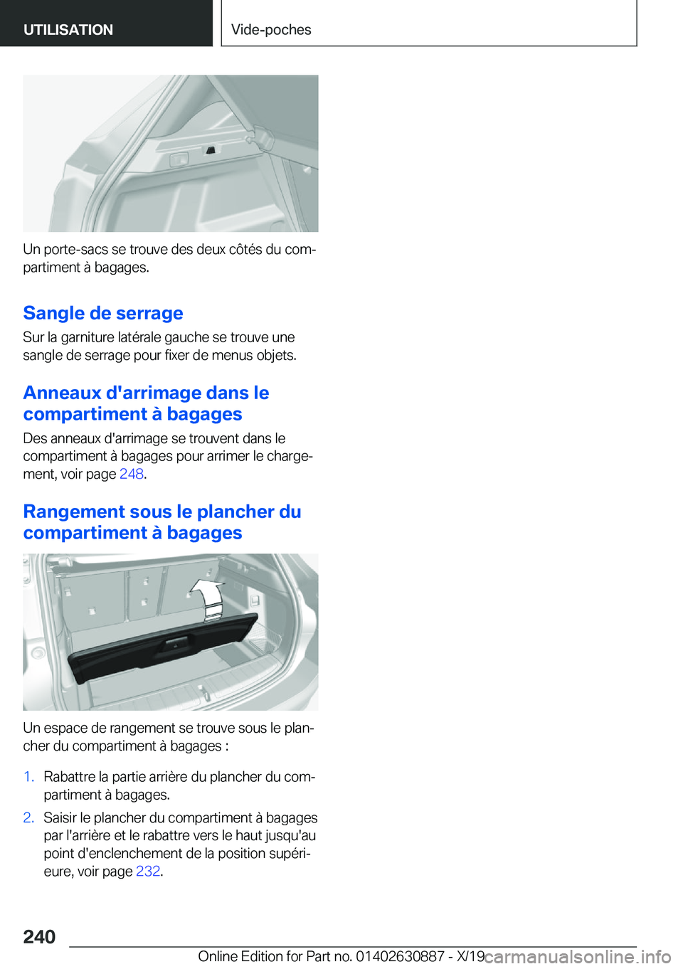 BMW X2 2020  Notices Demploi (in French) �U�n��p�o�r�t�e�-�s�a�c�s��s�e��t�r�o�u�v�e��d�e�s��d�e�u�x��c�