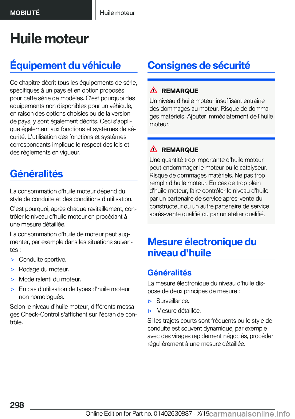 BMW X2 2020  Notices Demploi (in French) �H�u�i�l�e��m�o�t�e�u�r�