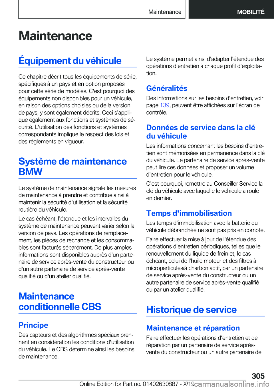 BMW X2 2020  Notices Demploi (in French) �M�a�i�n�t�e�n�a�n�c�e�
