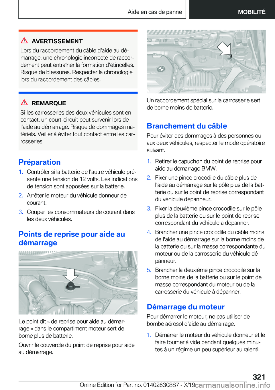 BMW X2 2020  Notices Demploi (in French) �A�V�E�R�T�I�S�S�E�M�E�N�T
�L�o�r�s��d�u��r�a�c�c�o�r�d�e�m�e�n�t��d�u��c�