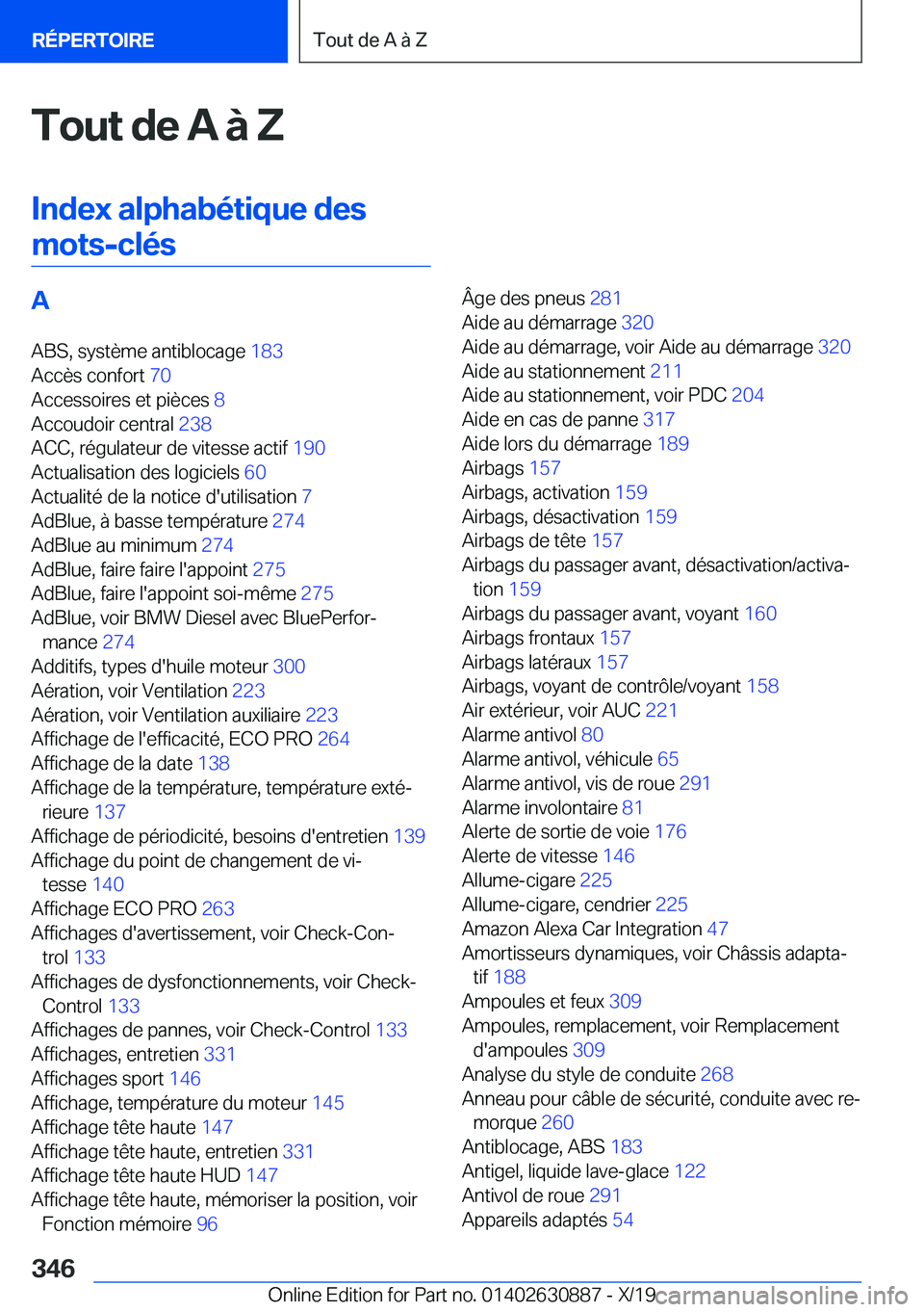 BMW X2 2020  Notices Demploi (in French) �T�o�u�t��d�e��A��