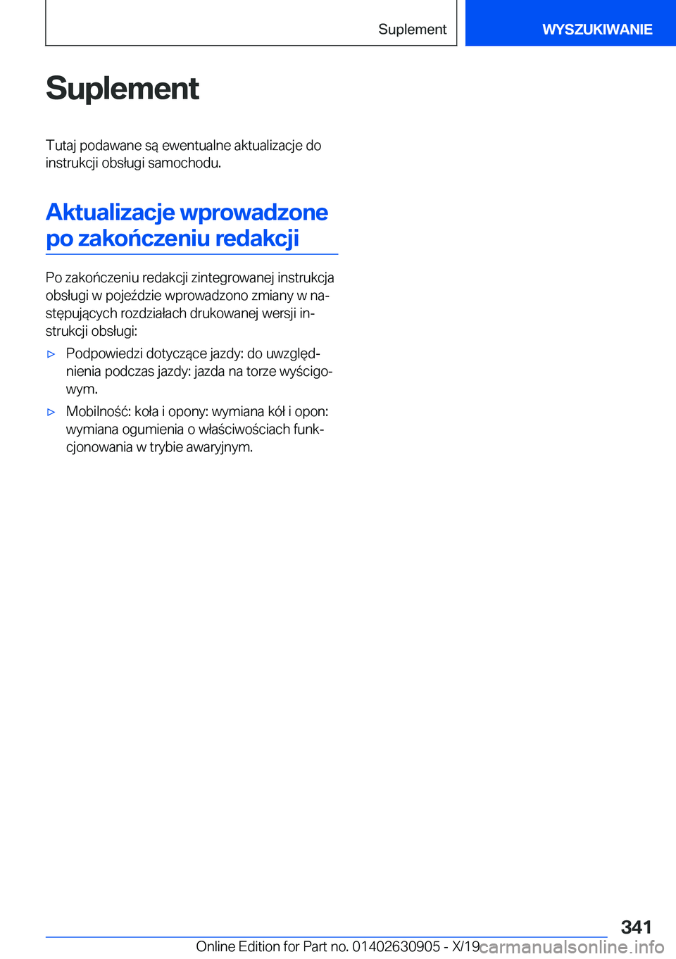BMW X2 2020  Instrukcja obsługi (in Polish) �S�u�p�l�e�m�e�n�t�T�u�t�a�j��p�o�d�a�w�a�n�e��s�