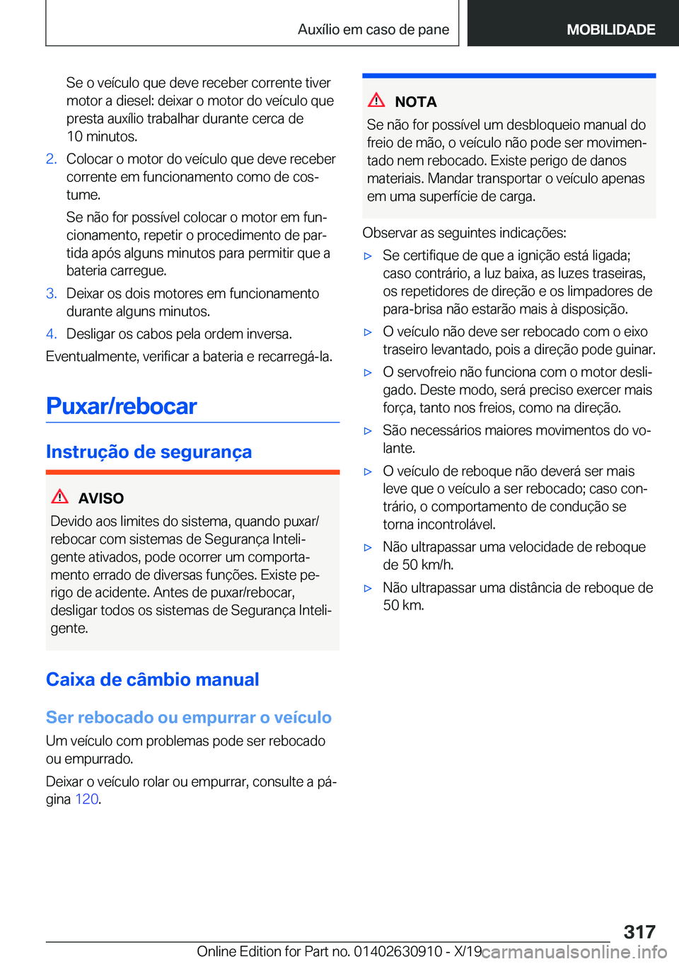 BMW X2 2020  Manual do condutor (in Portuguese) �S�e��o��v�e�