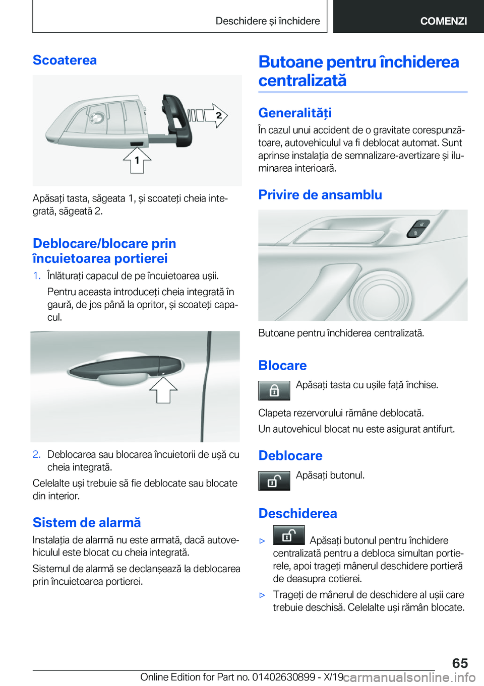 BMW X2 2020  Ghiduri De Utilizare (in Romanian) �S�c�o�a�t�e�r�e�a
�A�p�
