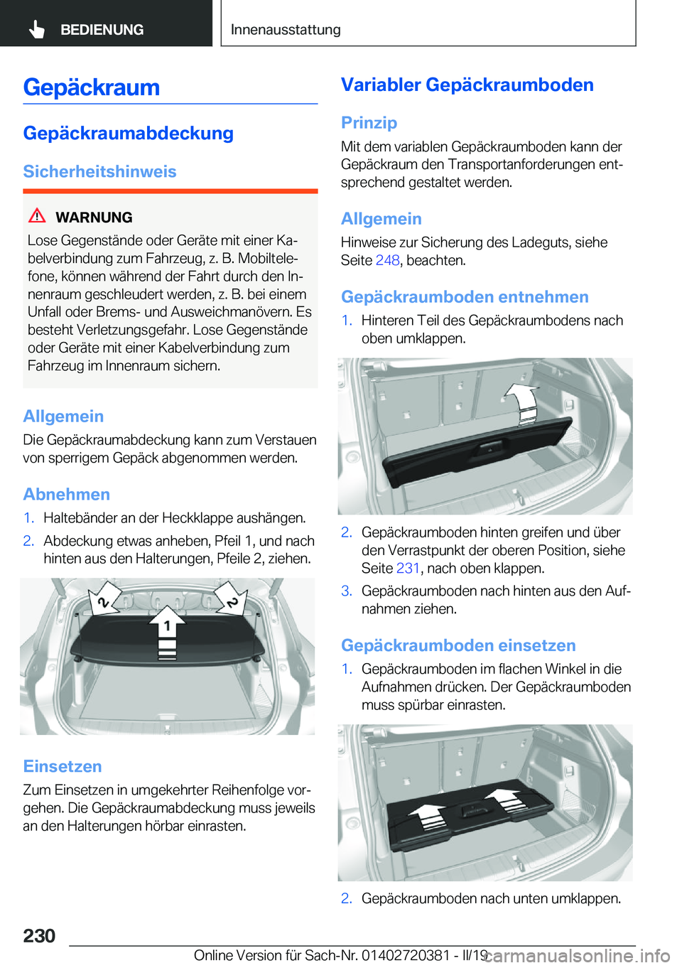 BMW X2 2019  Betriebsanleitungen (in German)  G e p 