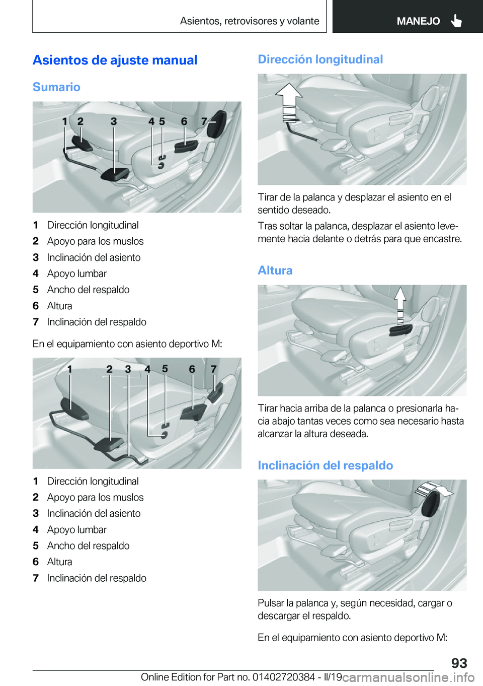BMW X2 2019  Manuales de Empleo (in Spanish) �A�s�i�e�n�t�o�s��d�e��a�j�u�s�t�e��m�a�n�u�a�l
�S�u�m�a�r�i�o�1�D�i�r�e�c�c�i�