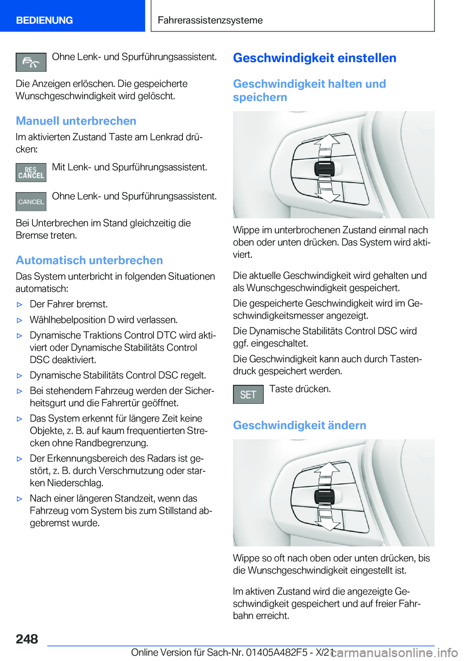 BMW X3 2022  Betriebsanleitungen (in German) �O�h�n�e��L�e�n�k�-��u�n�d��S�p�u�r�f�