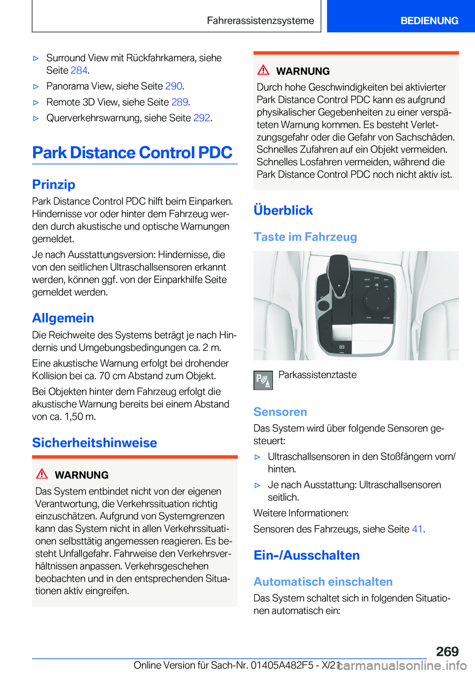 BMW X3 2022  Betriebsanleitungen (in German) x�S�u�r�r�o�u�n�d��V�i�e�w��m�i�t��R�