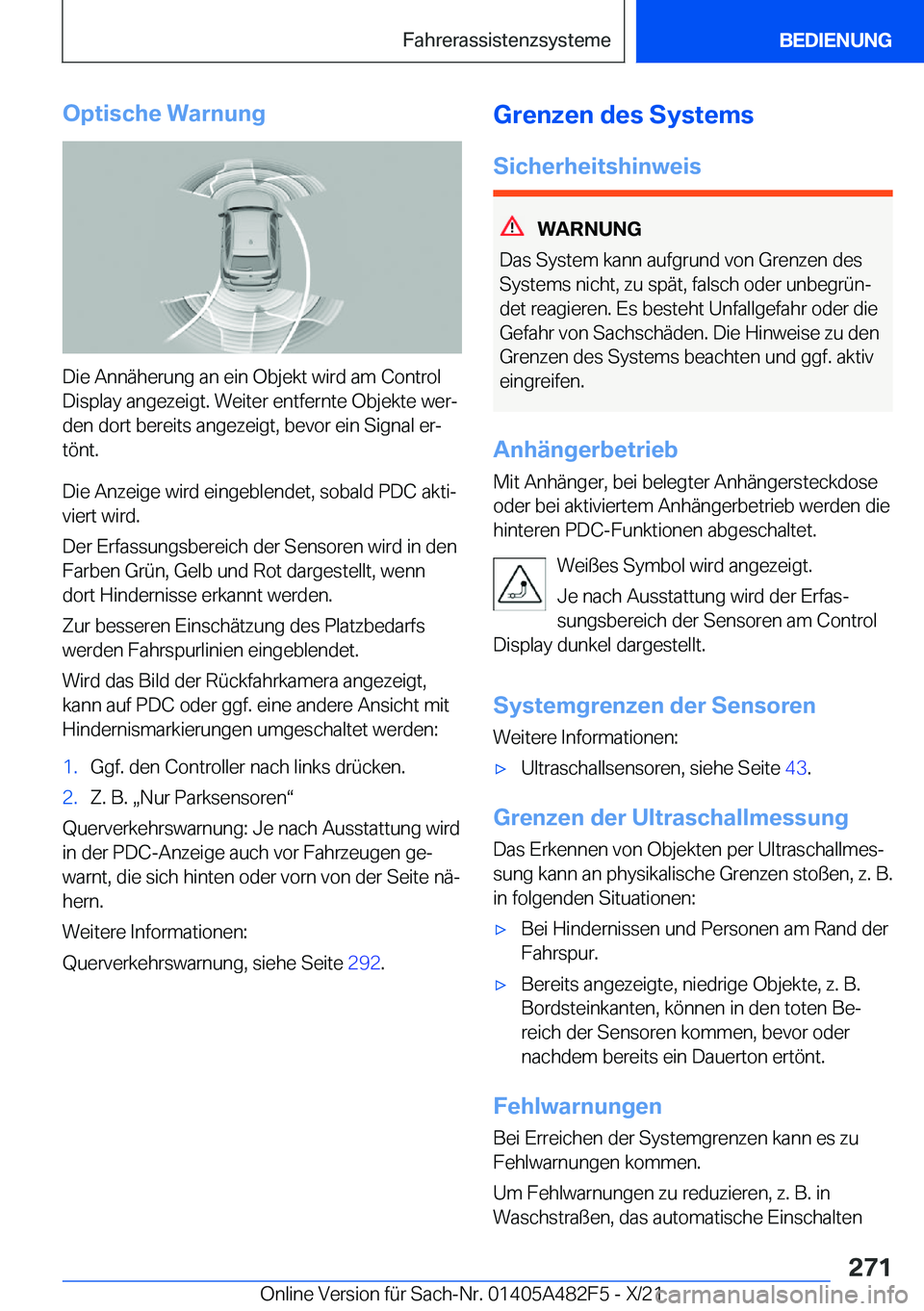 BMW X3 2022  Betriebsanleitungen (in German) �O�p�t�i�s�c�h�e��W�a�r�n�u�n�g
�D�i�e��A�n�n�