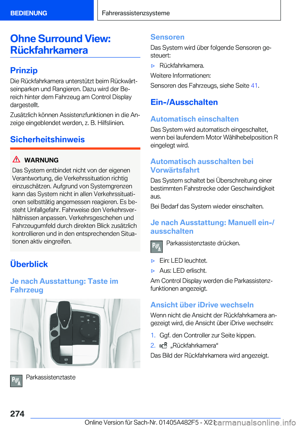 BMW X3 2022  Betriebsanleitungen (in German) �O�h�n�e��S�u�r�r�o�u�n�d��V�i�e�w�:�R�