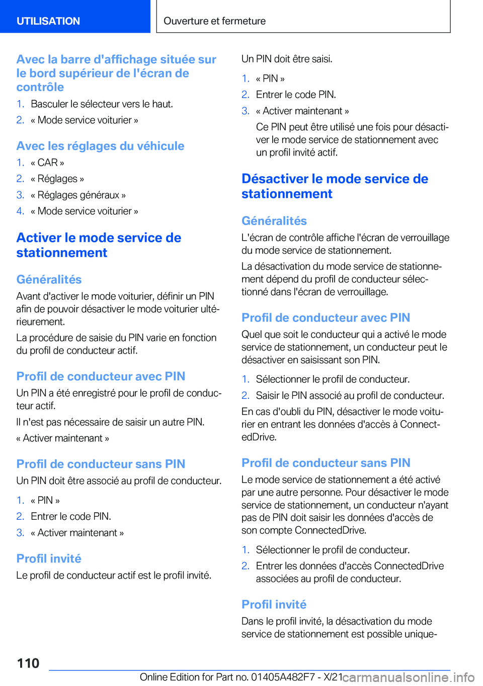BMW X3 2022  Notices Demploi (in French) �A�v�e�c��l�a��b�a�r�r�e��d�'�a�f�f�i�c�h�a�g�e��s�i�t�u�é�e��s�u�r
�l�e��b�o�r�d��s�u�p�é�r�i�e�u�r��d�e��l�'�é�c�r�a�n��d�e
�c�o�n�t�r�