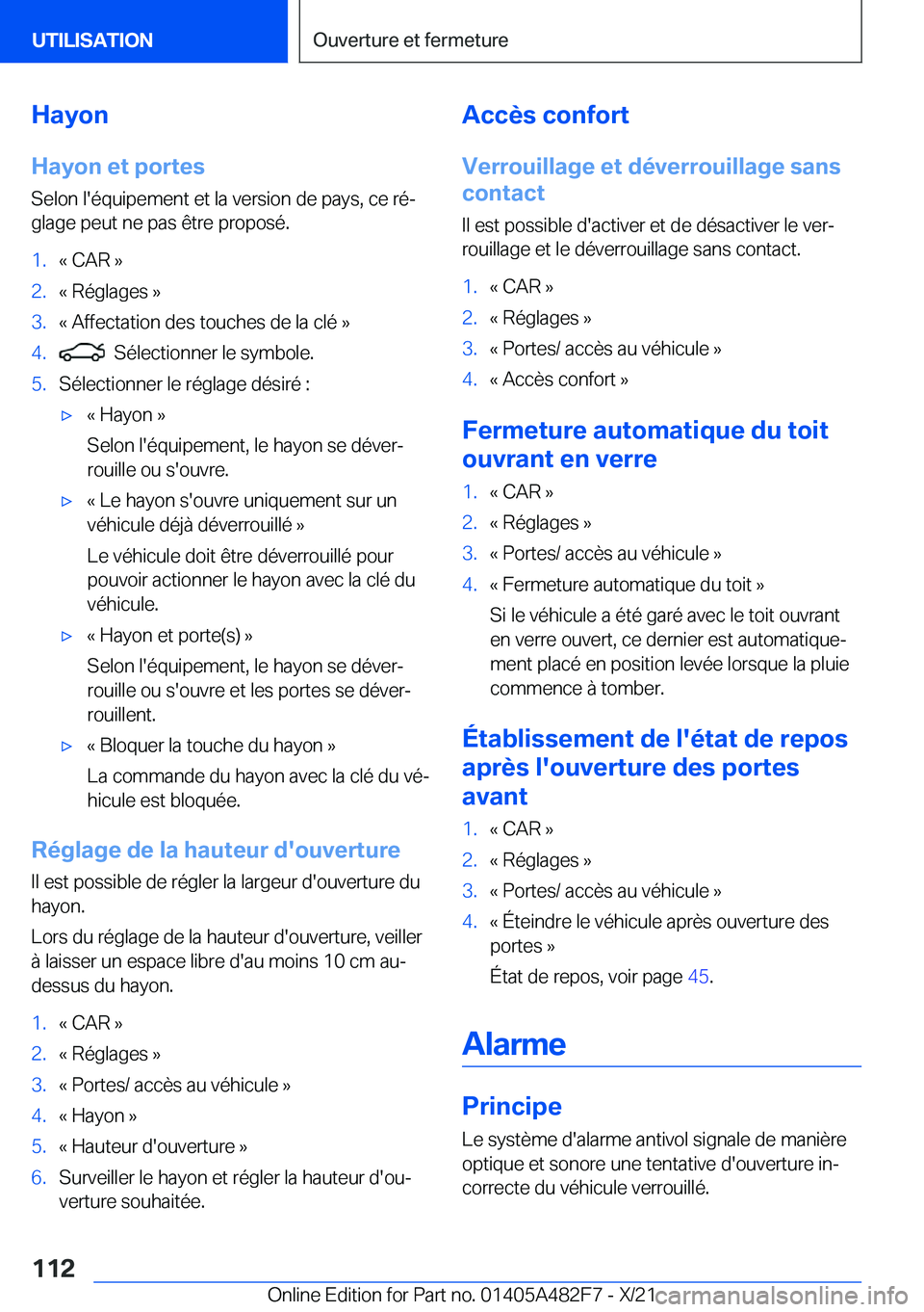 BMW X3 2022  Notices Demploi (in French) �H�a�y�o�n
�H�a�y�o�n��e�t��p�o�r�t�e�s �S�e�l�o�n��l�'�é�q�u�i�p�e�m�e�n�t��e�t��l�a��v�e�r�s�i�o�n��d�e��p�a�y�s�,��c�e��r�éj
�g�l�a�g�e��p�e�u�t��n�e��p�a�s��ê�t�r�e��p�r�o�p