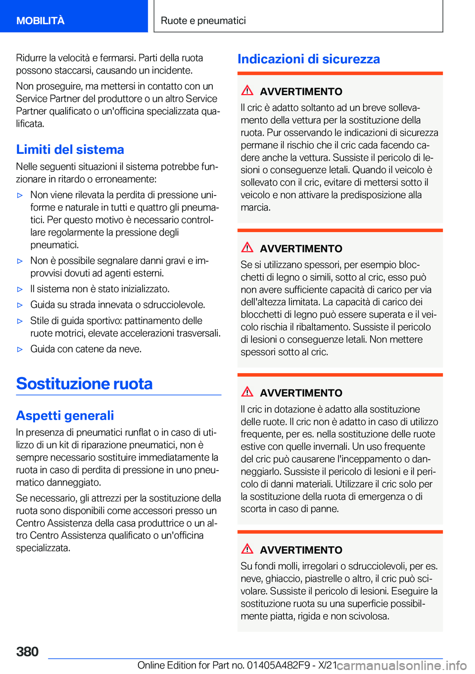 BMW X3 2022  Libretti Di Uso E manutenzione (in Italian) �R�i�d�u�r�r�e��l�a��v�e�l�o�c�i�t�