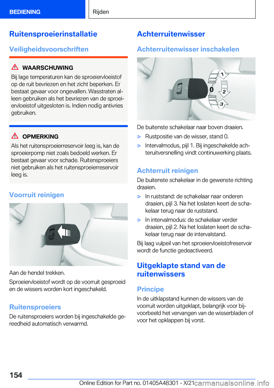 BMW X3 2022  Instructieboekjes (in Dutch) �R�u�i�t�e�n�s�p�r�o�e�i�e�r�i�n�s�t�a�l�l�a�t�i�e
�V�e�i�l�i�g�h�e�i�d�s�v�o�o�r�s�c�h�r�i�f�t�e�n
�W�A�A�R�S�C�H�U�W�I�N�G
�B�i�j��l�a�g�e��t�e�m�p�e�r�a�t�u�r�e�n��k�a�n��d�e��s�p�r�o�e�i�e�r�