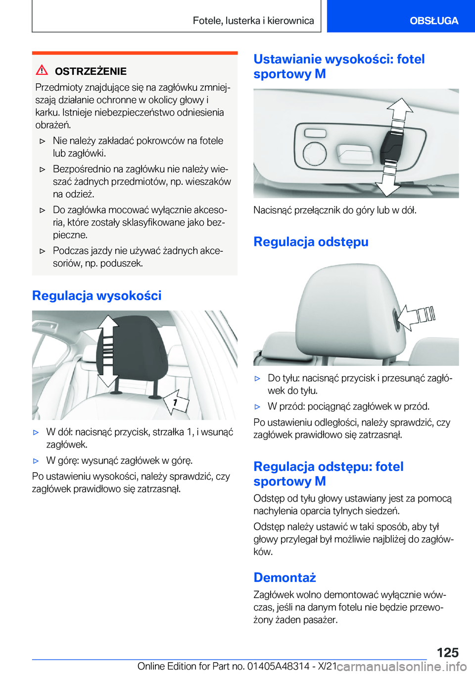 BMW X3 2022  Instrukcja obsługi (in Polish) �O�S�T�R�Z�E8�E�N�I�E
�P�r�z�e�d�m�i�o�t�y��z�n�a�j�d�u�j�