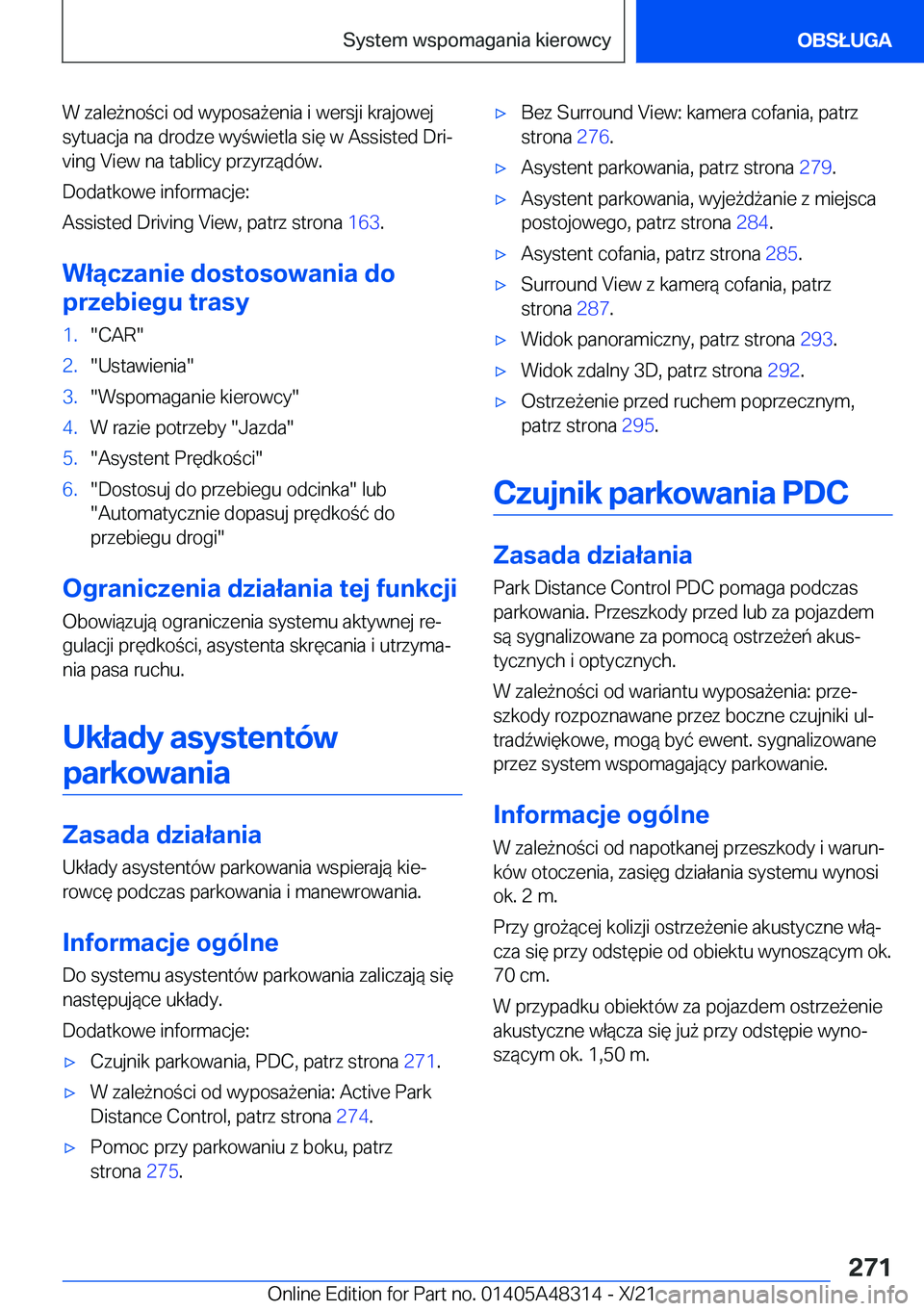 BMW X3 2022  Instrukcja obsługi (in Polish) �W��z�a�l�e9�n�o�c�i��o�d��w�y�p�o�s�a9�e�n�i�a��i��w�e�r�s�j�i��k�r�a�j�o�w�e�j
�s�y�t�u�a�c�j�a��n�a��d�r�o�d�z�e��w�y�w�i�e�t�l�a��s�i�