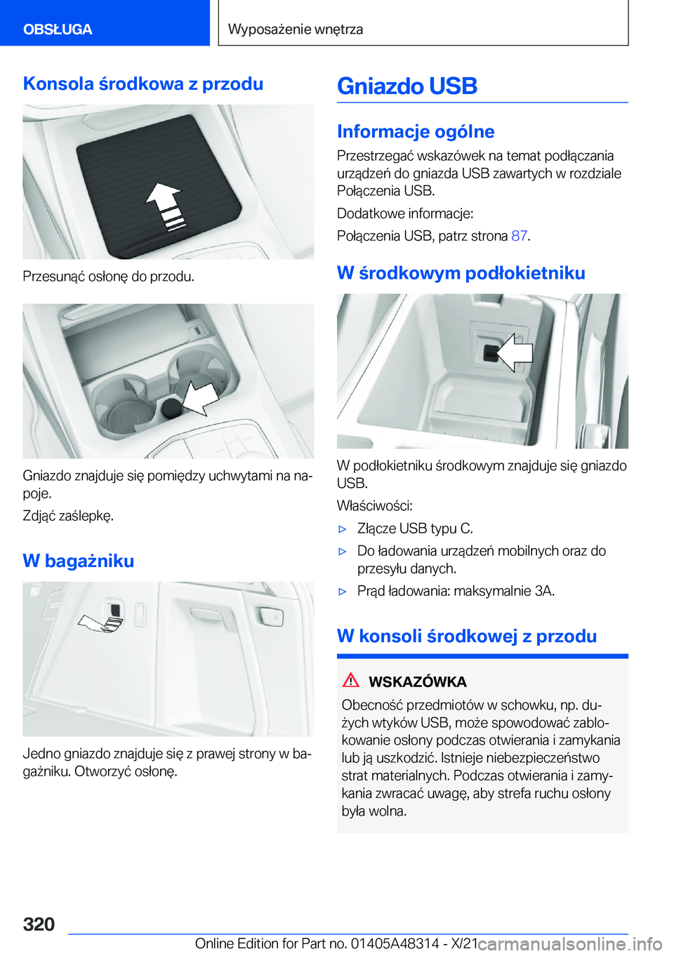 BMW X3 2022  Instrukcja obsługi (in Polish) �K�o�n�s�o�l�a��r�o�d�k�o�w�a��z��p�r�z�o�d�u
�P�r�z�e�s�u�n�